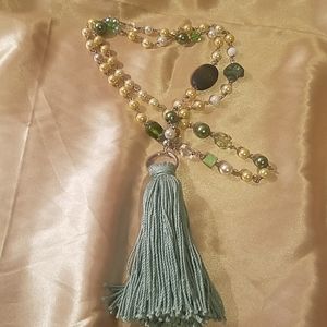 Olive Green Tassel Necklace